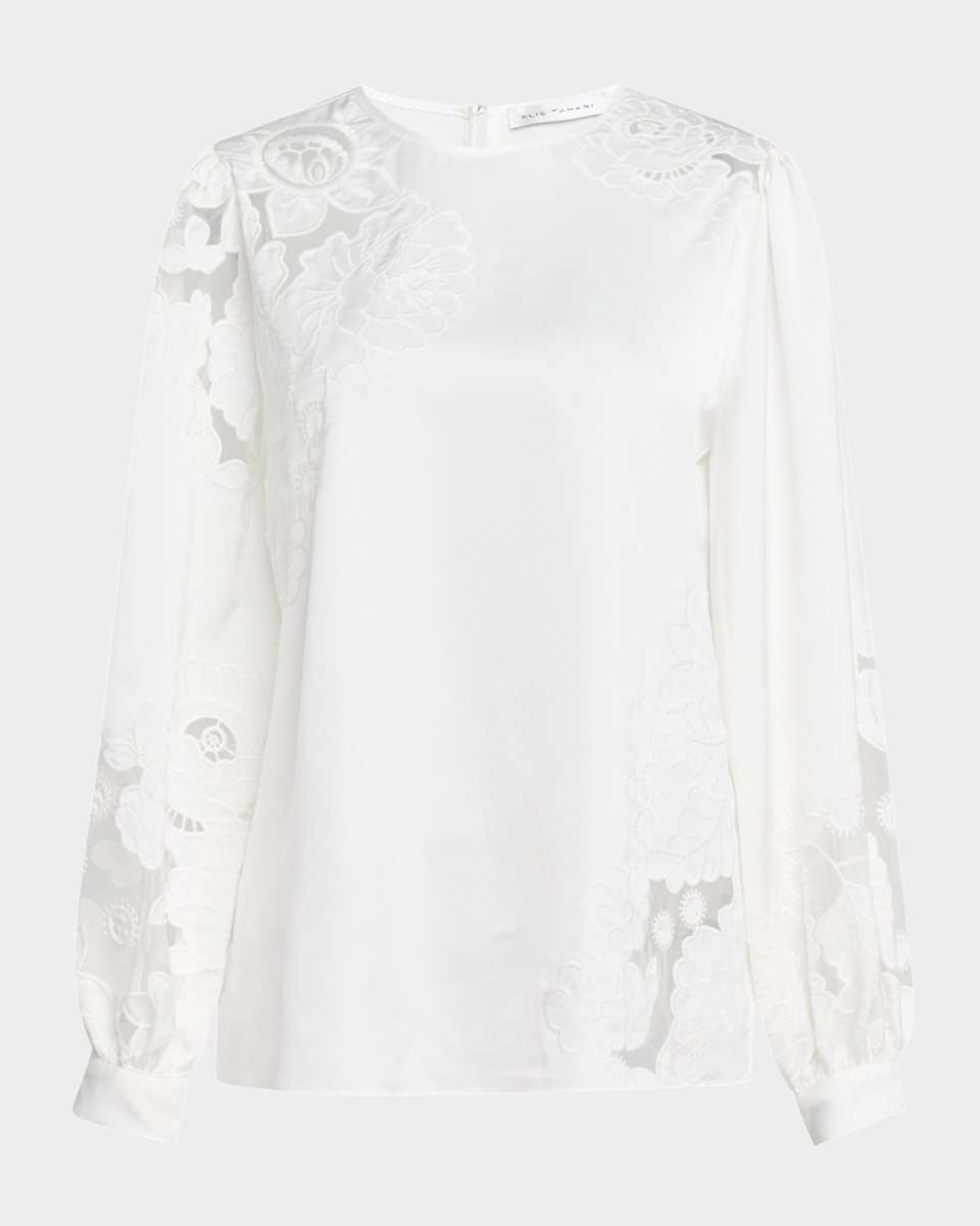 The Alisa Floral-Embroidered Crewneck Blous